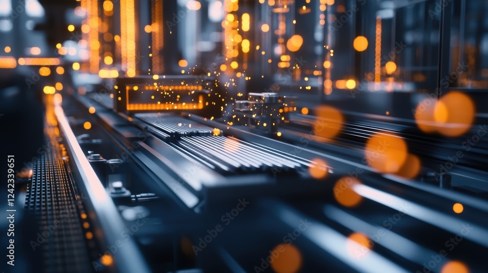 Aufkleber data flowing through an innovative production line illustrates advanced manufacturing processes, hig