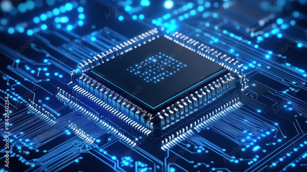 Poster close-up of a central processing unit (cpu) on a circuit board. (2)