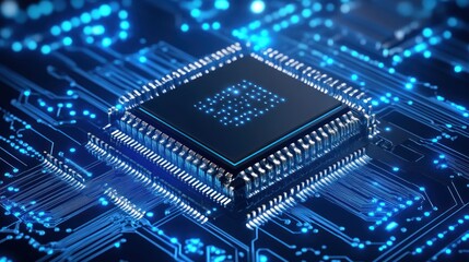 Fototapeta premium Close-up of a central processing unit (CPU) on a circuit board. (2)