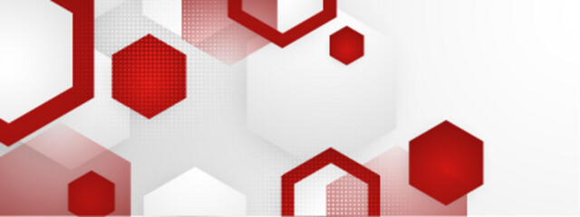 red and white gradient geometric background with hexagon shapes perfect for presentations, corporate branding, and digital marketing featuring colorful abstract shapes and vibrant designs.