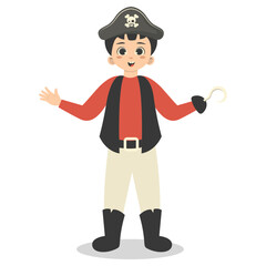 Kids Pirate Illustration with Cartoon Design. Isolated Vector Character.