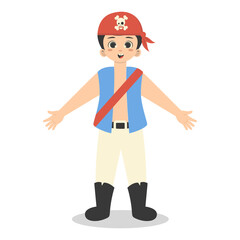 Kids Pirate Illustration with Cartoon Design. Isolated Vector Character.