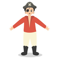 Kids Pirate Illustration with Cartoon Design. Isolated Vector Character.