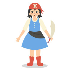 Kids Pirate Illustration with Cartoon Design. Isolated Vector Character.