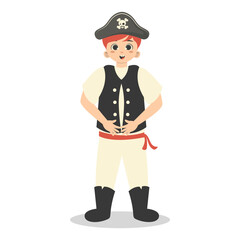 Kids Pirate Illustration with Cartoon Design. Isolated Vector Character.