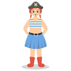 Kids Pirate Illustration with Cartoon Design. Isolated Vector Character.