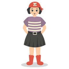 Kids Pirate Illustration with Cartoon Design. Isolated Vector Character.