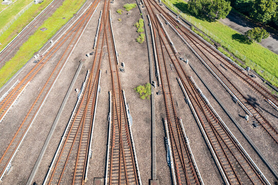 Complex railway network aerial view