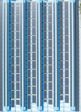 Close Up of Solar Panels on Modern Building Facade