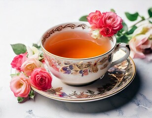 Aesthetic Beverages and Roses: A Harmony of Tea, Coffee, and Cocktails..Immerse Yourself in the Elegance of Floral and Drink Photography