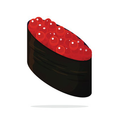 Sushi sashimi with salmon fish egg Japanese traditional food vector art detail every ingredient rice and nori as a wrap. Perfect for illustration menu or as asset design