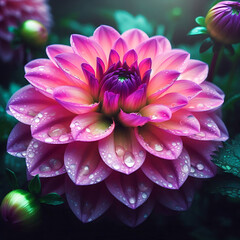 pink and yellow dahlia