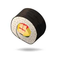Sushi roll Japanese traditional food vector art detail every ingredient rice, nori, avocado and crab stick as filling. perfect for illustration menu or as asset design