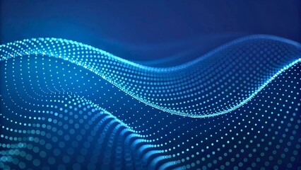 Abstract Blue Waves with Dots in Digital Style for Background or Display Use