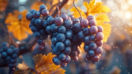 Vineyard panorama. Grapes field scape. HD 8K wallpaper Photographic Image