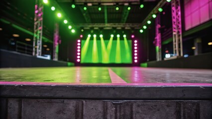 Stage with Colorful Lighting Ready for Event in Modern Venue Space