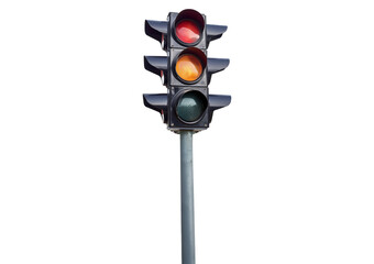 Traffic light Isolated on Transparent or White Background.