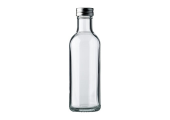 Clear Glass Bottle no Cap Isolated on Transparent or White Background.