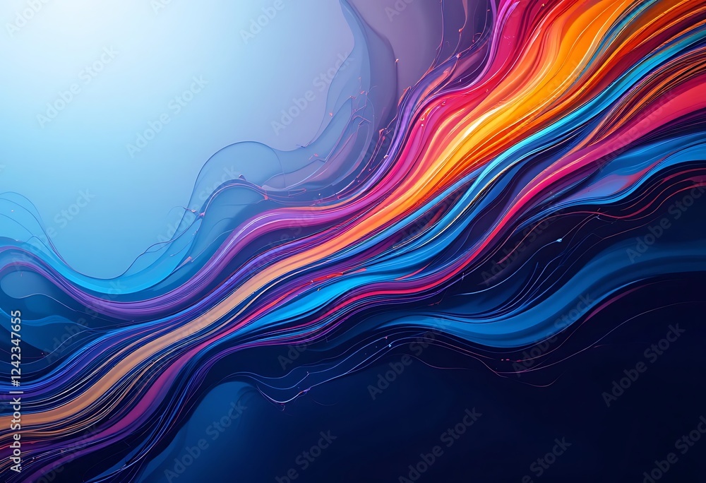 Poster abstract colorful waves flowing dynamically across a canvas