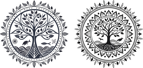 Celestial Arboreal Mandalas: A Sacred Fusion of Nature, Spirituality, and Artistic Elegance
