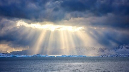 Dramatic Storm Clouds Rolling Over Tranquil Ocean Landscape
