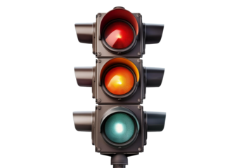 Traffic light Isolated on Transparent or White Background.