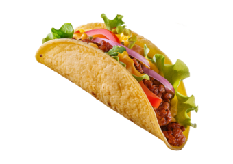 Tacos flying isolated on a transparent or white background