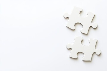 Obraz premium White puzzle pieces connecting on white background