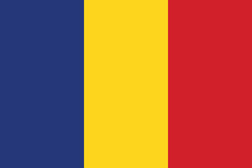 Flag of Romania. Flag icon. Standard color. Standard size. Rectangular flag. Computer illustration. Digital illustration. Vector illustration.