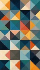 Abstract Geometric Pattern of Triangles in Various Colors