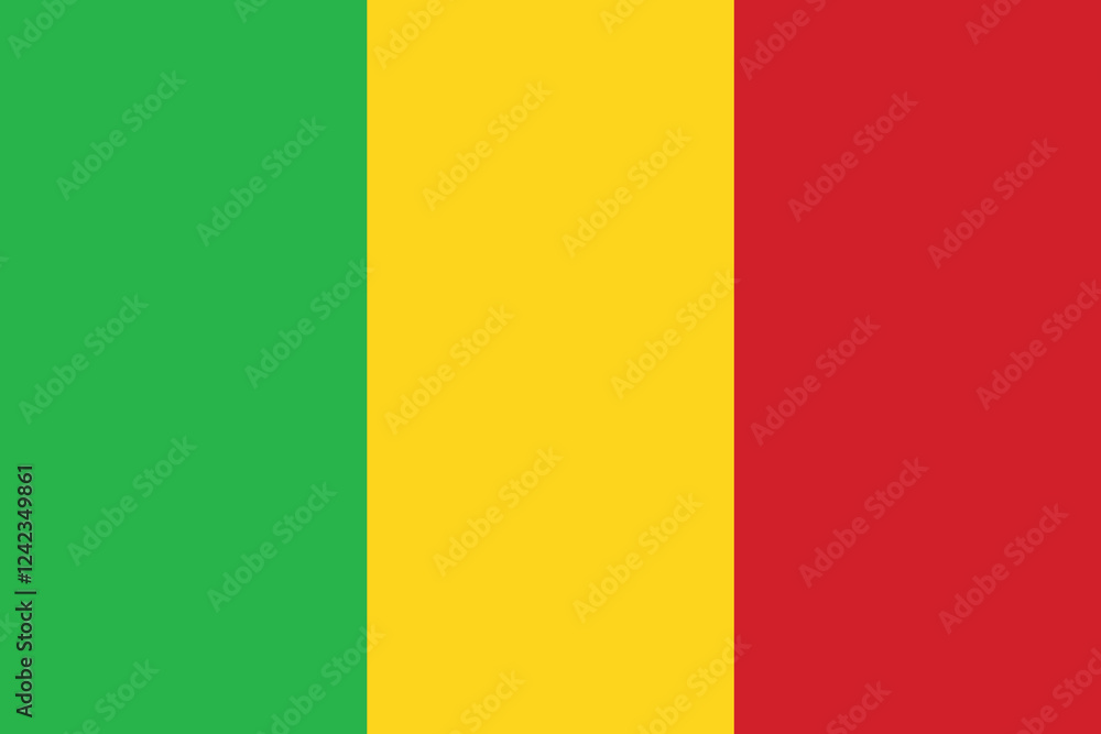 Poster flag of mali. flag icon. standard color. standard size. a rectangular flag. computer illustration. d