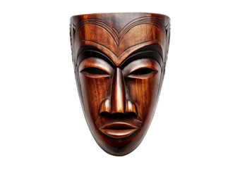 Wooden african mask isolated on a transparent or white background