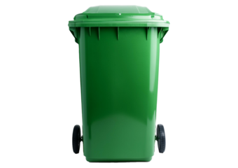 Green Garbage Container Isolated on Transparent or White Background