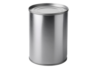 Blank metallic tin Isolated on Transparent or White Background.
