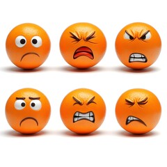 Fototapeta premium Emotive Expressions Genuine Human Emotions Depicted in Vibrant Orange Orb Faces