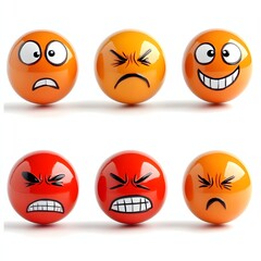 Obraz premium Vibrant Emotional Spheres Capturing the Spectrum of Human Expressions in Minimalist Graphic Design