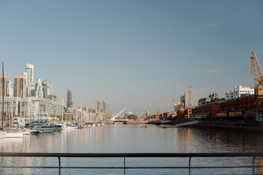 Waterfront view in a city - Puente de la Mujer