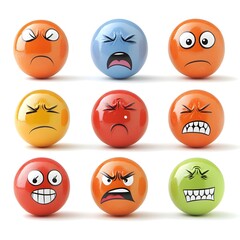Fototapeta premium Illustrated Emotional Expressions on Colorful Balls