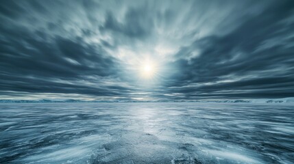 Serene Time Lapse Shot of Drifting Ice Under Cloudy Sky