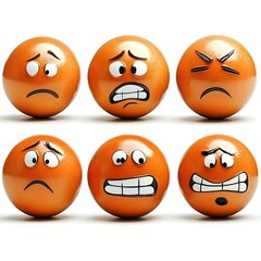 Diverse Genuine Human Emotions Expressed Through Cartoon Style Facial Expressions on Isolated White Background