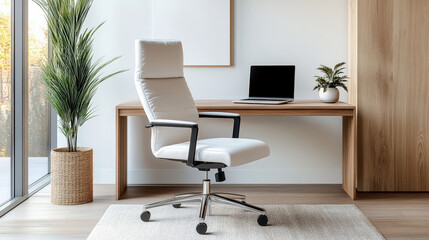 modern workspace featuring comfortable, posture friendly chair and sleek desk