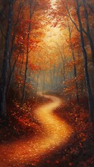 Fototapeta premium Autumn Path Winding Through Forest