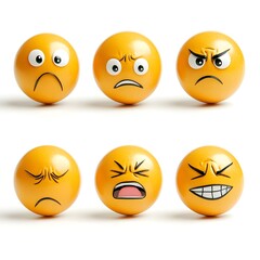 Fototapeta premium Emotive Facial Expressions Showcasing Various Human Emotions in Abstract Graphic