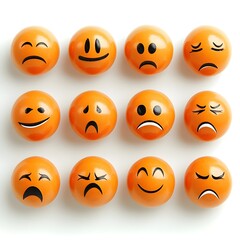 Obraz premium Diverse Emotional Expressions Displayed on Colorful Smiley Faces