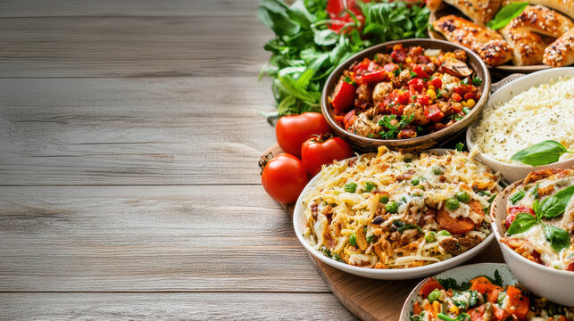 Delicious community potluck featuring various homemade dishes and fresh ingredients