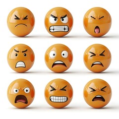 Fototapeta premium Intense Facial Expressions Depicting Strong Human Emotions Against White Background