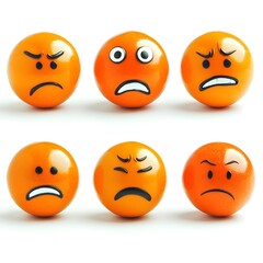 Fototapeta premium Emotionally Expressive Spherical Characters Portraying a Variety of Human Feelings on a Clean White Background