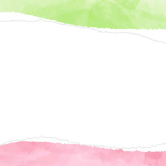 Obraz premium 破れた紙のフレーム、水彩カラー、背景素材、正方形サイズ