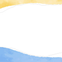 破れた紙のフレーム、水彩カラー、背景素材、正方形サイズ