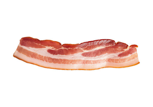 Bacon side view full length top view Isolated on Transparent or White Background.